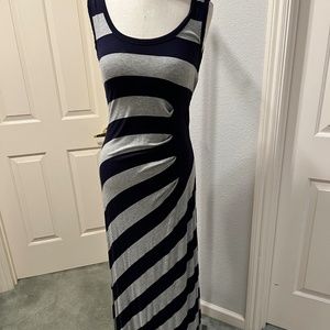 Calvin Klein Striped Navy/Grey Maxi Dress
